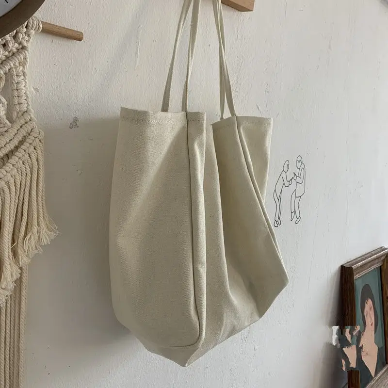 Casual Canvas Shopping Bag High Quality Eco Reusable Grocery Handbag Lightweight Shoulder Bags Large Capacity  Daily Tote Pouch