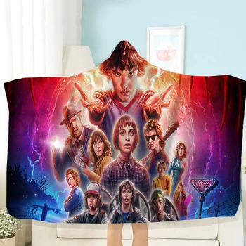 

Stranger Thing Hooded Blanket Hot Movie Blanket Fleece Blanket 3D Printing Throw Blanket Kids Blanket Travel Wearable Blanket