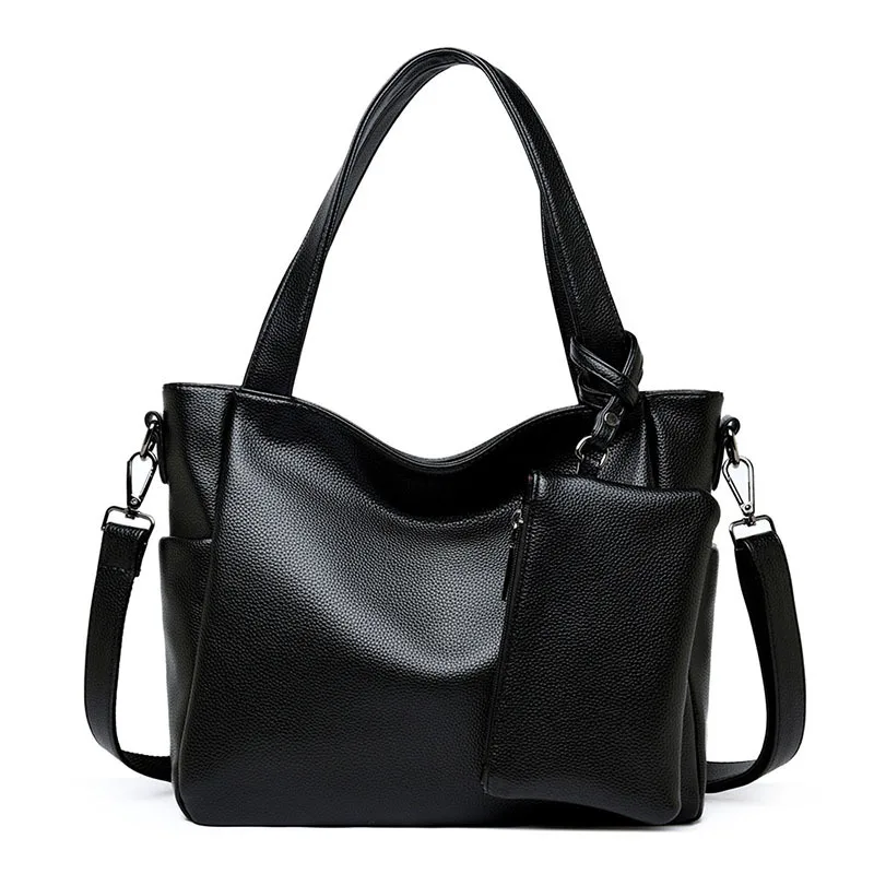 

WOMEN'S Leather Bag 2019 New Style Simple Soft Leather Large-Volume Crossbody Bag Versatile Middle-aged Mom Handbag