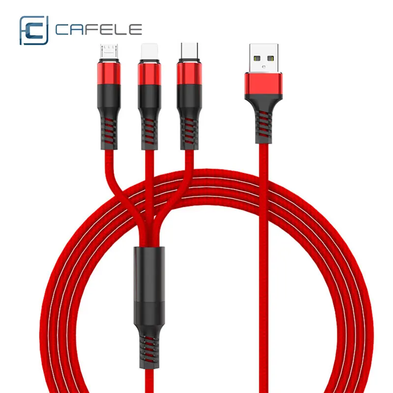 

Cafele USB 3In 1 Cable LED Light 1.2M 2.5A Usb Charger Cables For Iphonex Xs Max Xiaomi Mi9 M8 Redmi Note Hua Wei Samsung Oppo