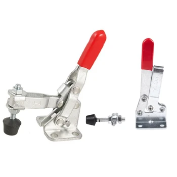 

101A 50Kg 110 Lbs Red Straight Handle Vertical Toggle Clamp & 201C Metal Horizontal with Toggle Clamp 100 Kg