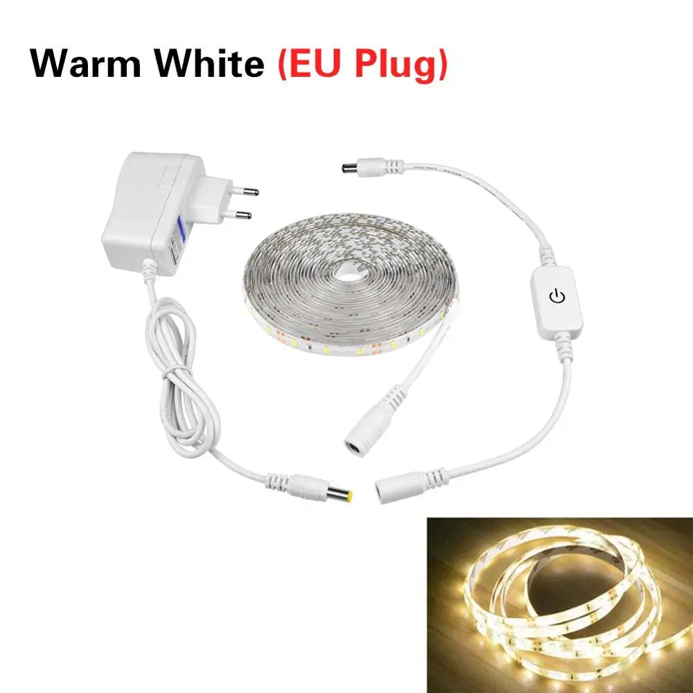 Светодиодная лента с сенсорным переключателем 12 В подсветка tira Светодиодная лампа с 110 В 220 В питание Кухня Спальня украшение - Испускаемый цвет: EU-Warm White