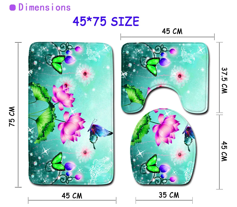 Набор ковриков для ванной с чернилами и бабочкой, 3 шт. нескользящий коврик для ванной с принтом, коврик для унитаза, чехол для сиденья, 3D коврик, коврик, коврик для двери
