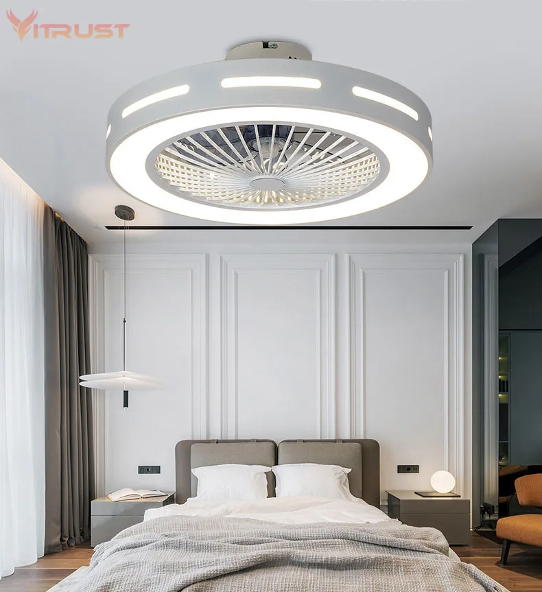 Модный минималистичный потолочный вентилятор с лампой, домашний потолочный вентилятор, светильник с регулируемой яркостью, светильник с вентилятором для спальни 110 В/220 В