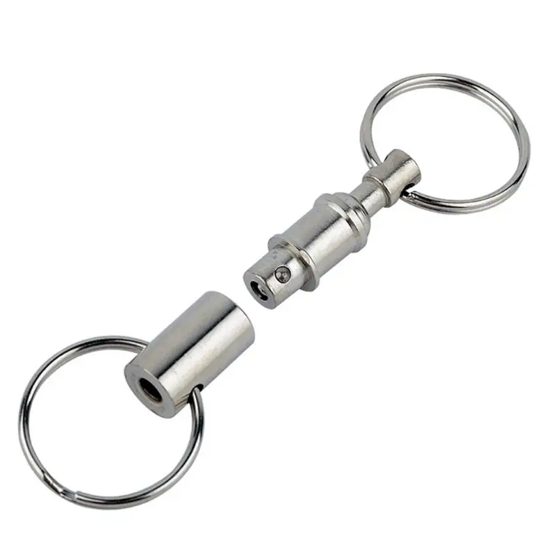 

Pull-Apart Quick Release Silver Key Ring Easy Detach Double Snap Key Chain Gift
