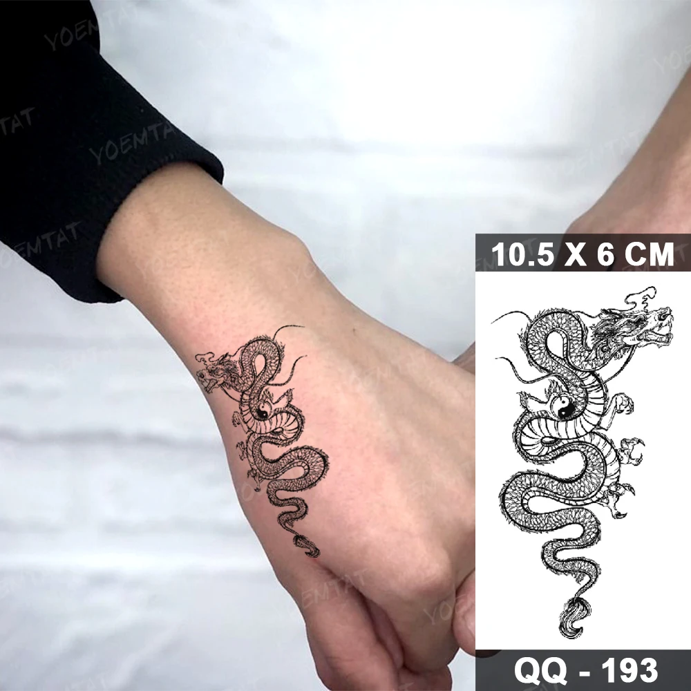 Japonês cobra dragão à prova dwaterproof água tatuagem temporária adesivo cruz pulso mão tornozelo pequeno tatoo crianças falso tatto arte do corpo dos homens