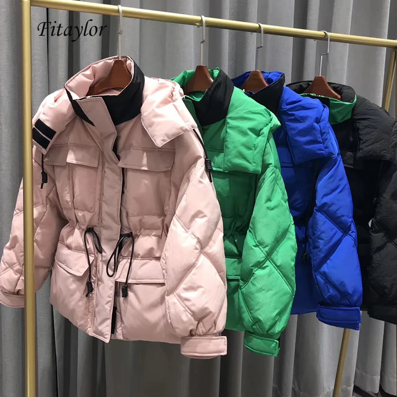 Fitaylor зимняя короткая куртка на 90% белом утином пуху пальто для женщин теплая