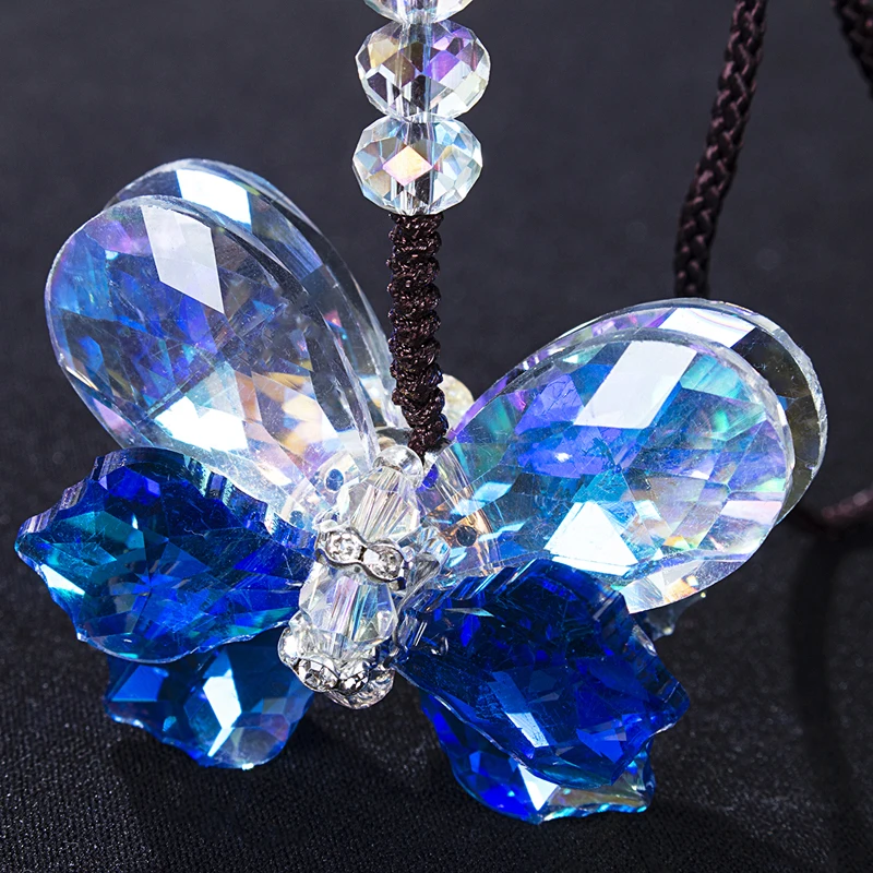 H& D Хрустальная Бабочка Suncatcher Радуга коллекционный подарок автомобильные аксессуары для зеркала заднего вида Lucky автомобильный подвесной орнамент(синий