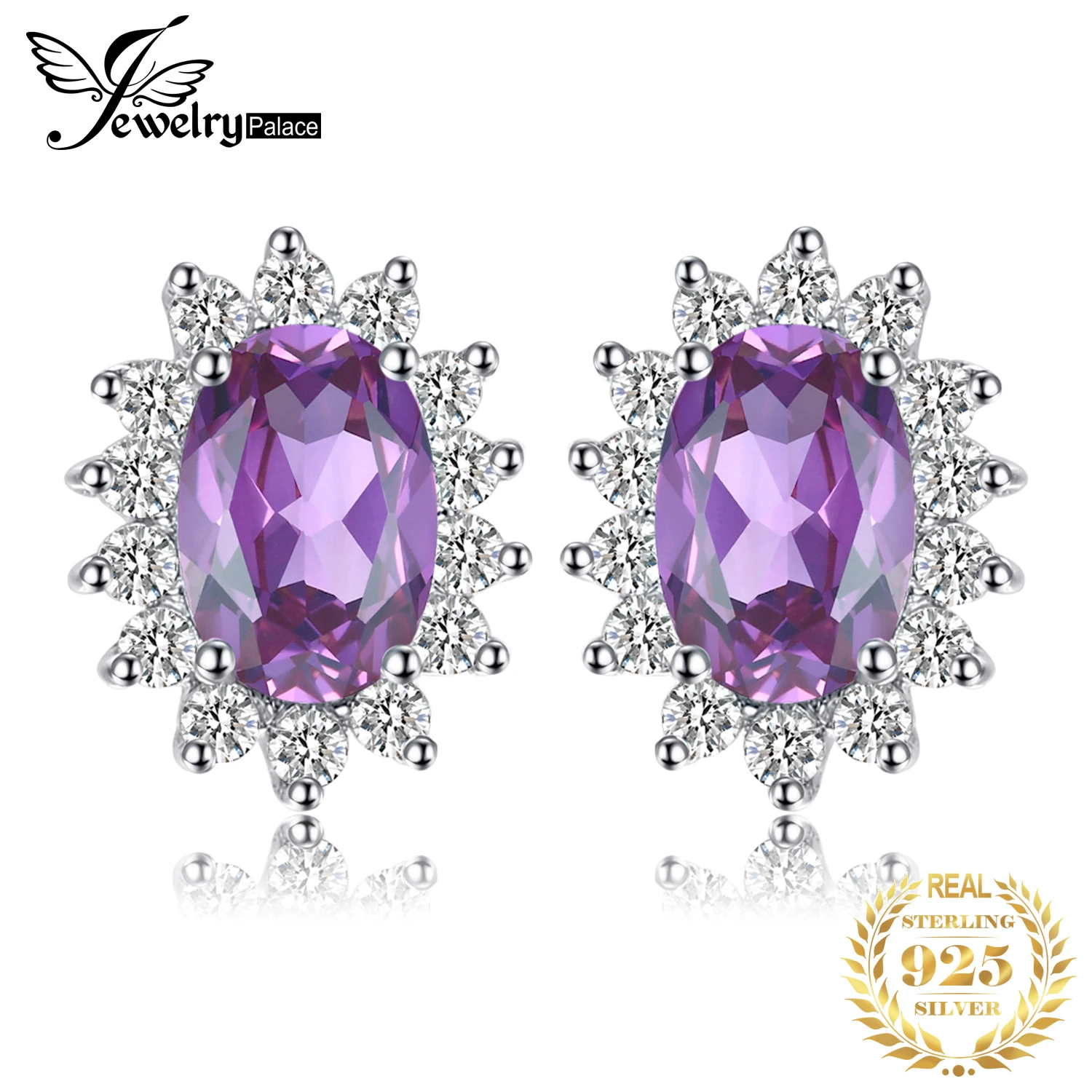 Jewelrypalace Принцесса Диана Уильям Кейт Миддлтон 1.1ct Природный аметист Halo
