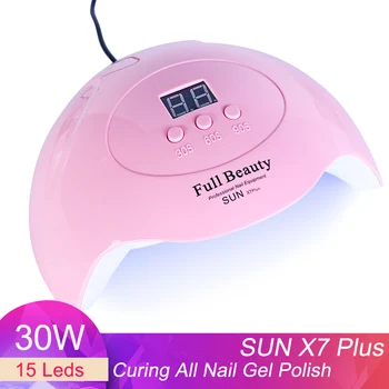 

30W UV LED Nail Lamp Dryer For Manicure Gel Lamps Set Sun Light Drying Curing Nails Varnish Polish Hybrid Machine TRSUN X7 Plus