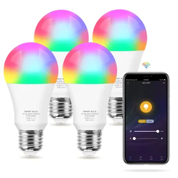 

E27 Smart WiFi Light Bulb LED RGB + White +Warm white Color Changing Lamp, Compatible with Alexa /Siri /Google Home Assistant