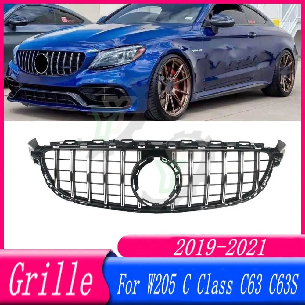 

Car Accessory Front Bumper Upper Grille facelift GT Style Racing Grill For Mercedes-Benz C-Class W205 C63 C63S 2019 2020 2021