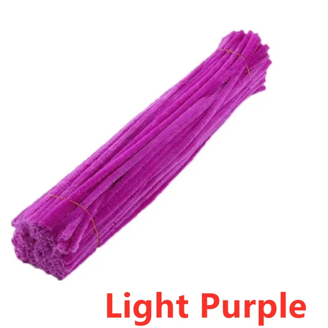 100pcs 30cm Chenille Stems Pipe Cleaners Kids Plush Educational Toy Colorful Pipe Cleaner Toys Handmade DIY Craft Supplies Light Purple100Pcs
