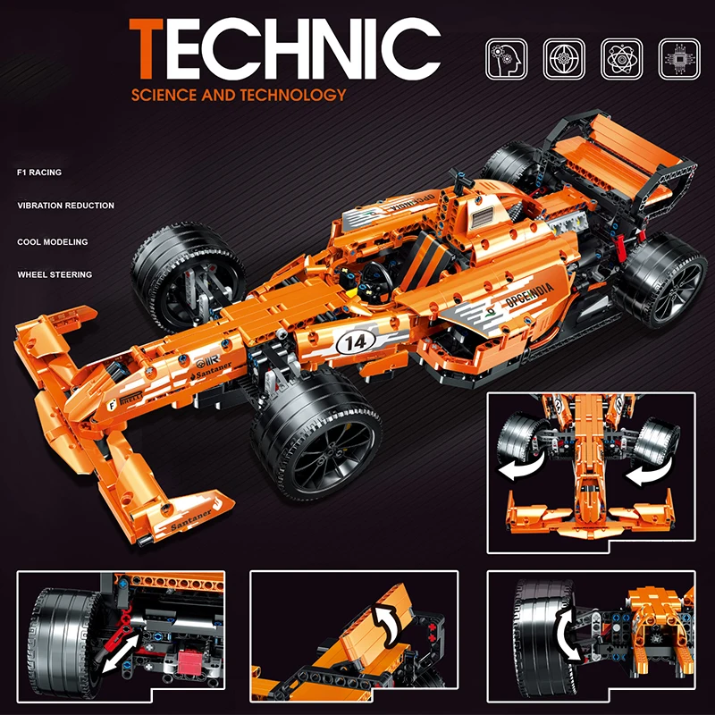 Техническая ФОРМУЛА F1 гоночный автомобиль строительные блоки статическая