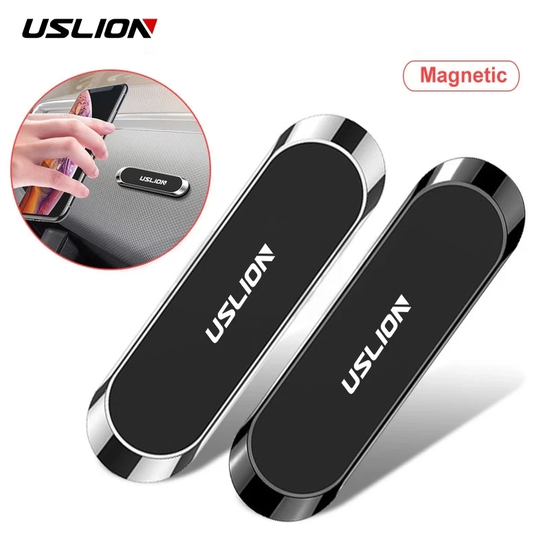 USLION Magnetic Car Phone Holder Strip Paste Stand For iPhone 12 Samsung Xiaomi Universal Wall Magnet GPS Car Mount Dashboard