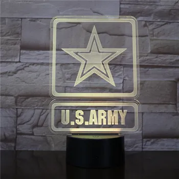 

US Army Military Shape Modern Atmosphere 3D Decor Visual Lamp Night Light Led Bedroom Wedding Decoration Gift Dropshipping