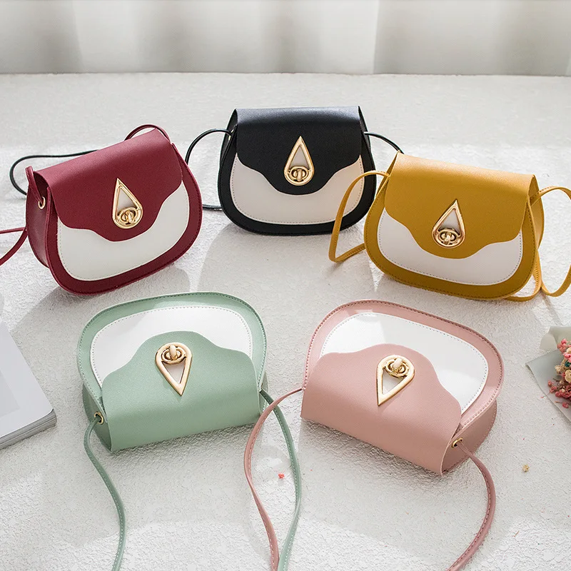 

A new fashion female saddle bag 5 colors for 2019 PU small bag with single-shoulder cross-body style Drip metal lock girl bags