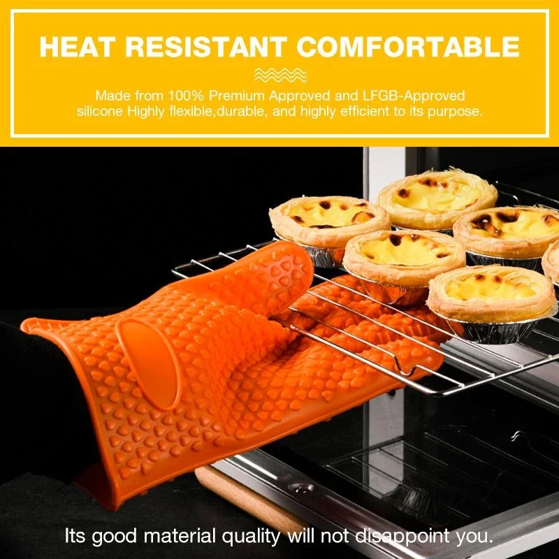 Silicone Oven Mitt Oven Gloves Heat Resistant Gloves Full Finger Hand Wrist Protection Silicone Oven Heat Resistant Mitts New