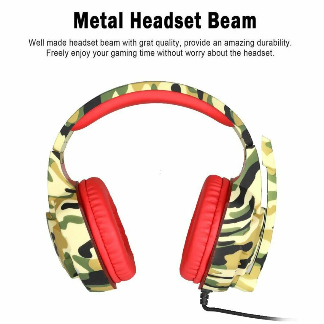Pohiks 1pc K17 Camouflage 3 5mm Wired LED Gaming Headphones Adjustable Bass Stereo Gamer Headset With Mic For PC Computer PS4