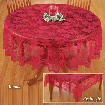 

Christmas Red Table Cloth Christmas Flower Lace Tablecloth Pattern Table Cover New Year Home Christmas Decoration for Parties