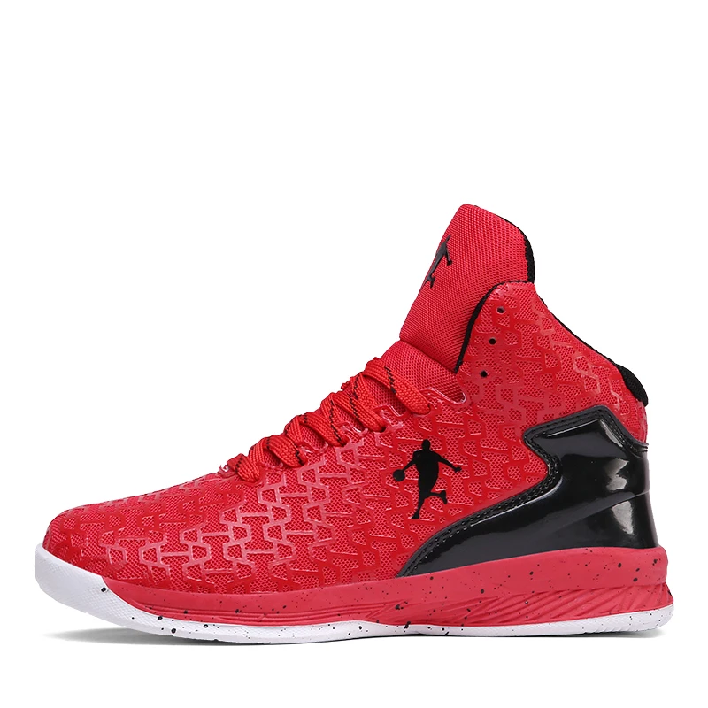 Новинка, Ретро стиль, мужские высокие баскетбольные кроссовки Jordan, мужские баскетбольные кроссовки с подушкой, светильник, Нескользящие дышащие кроссовки Jordan - Цвет: Красный