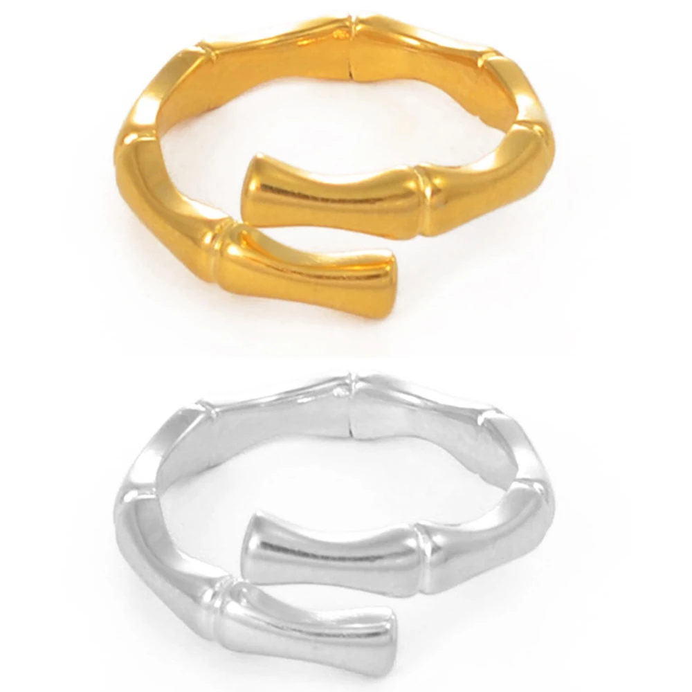 Anniyo Silver Color/Gold Color Bamboo Ring Free Size for Women Girls Hawaii Trendy Jewelry Party Resizable Rings #063904 | Украшения и