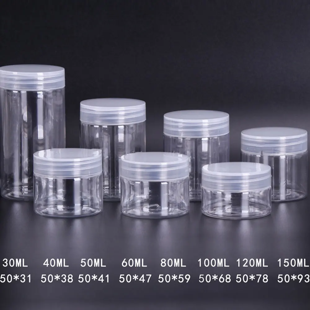 

Clear Plastic Jar Lids Empty Cosmetic Containers Makeup Travel Cearm Bottle Jar 30ml 40ml 50ml 60ML 80ml 100ml 120ml 200ml 300ml