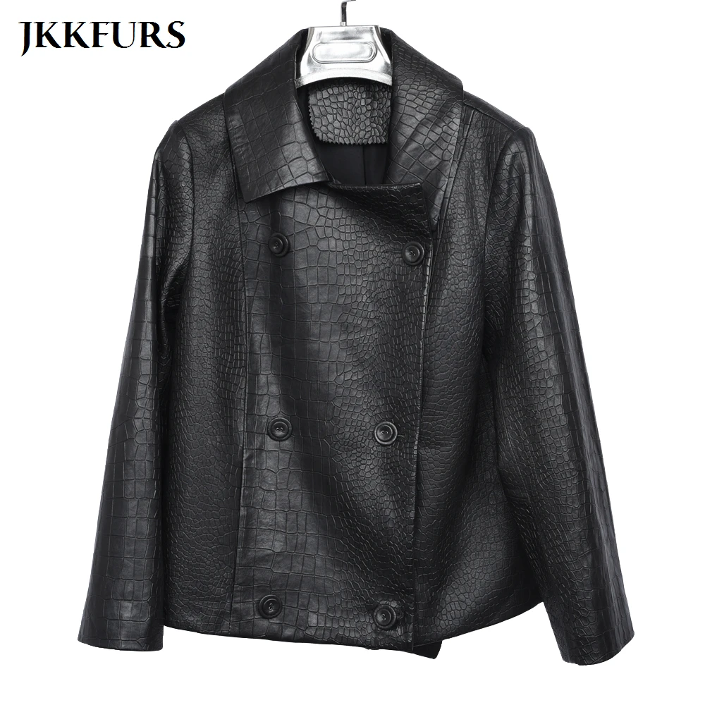 2019 Новые поступления Для женщин из натуральной кожи куртка овечьей Модные Стиль пальто Высокое качество