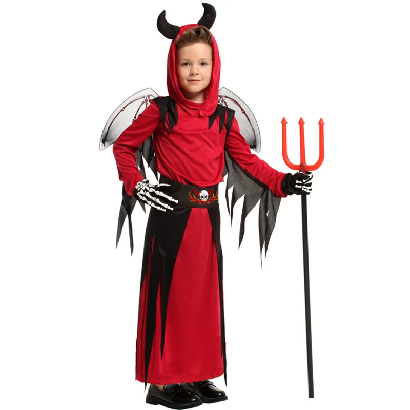 Mxl Red Boys Halloween Demon Costumes Kids Children Hell Devil Scary