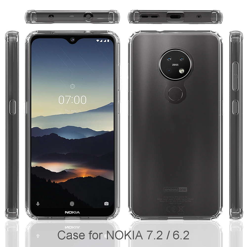 For Nokia7.2 Nokia 6.2 Acrylic + TPU Shockproof Transparent Armor Protective Back Cover Case |