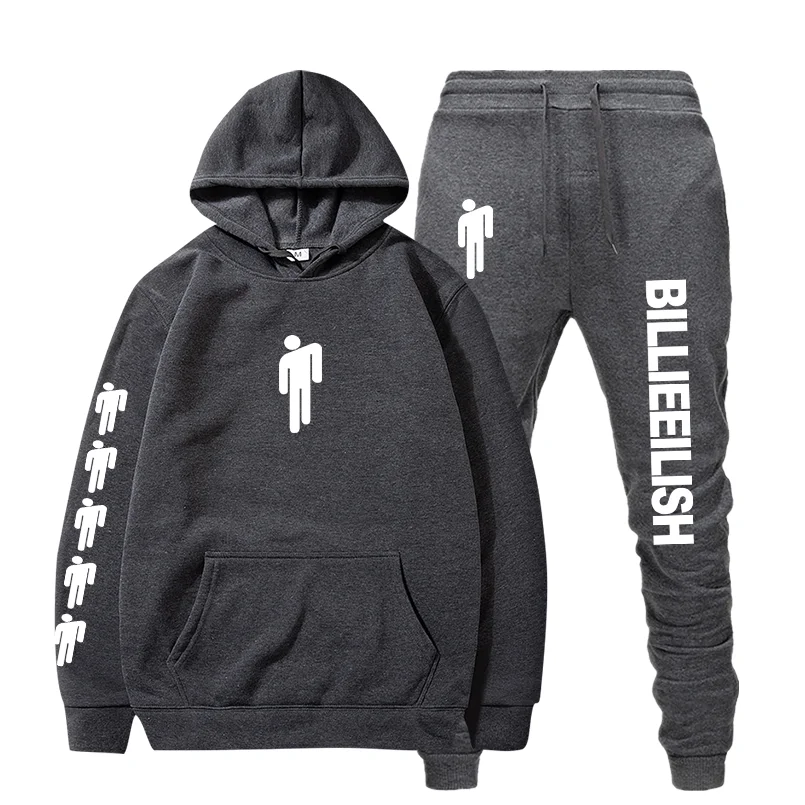 WM22-24 Dark grey Billie Eilish Толстовка для мужчин/женщин модные толстовки с капюшоном+ спортивные костюмы осень зима теплый флисовый пуловер с капюшоном - Цвет: WM22-24 Dark grey