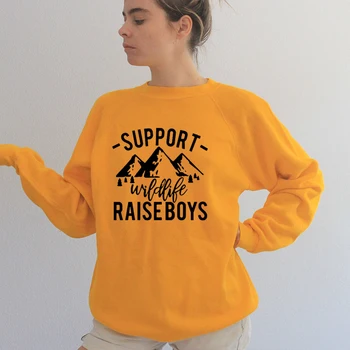 

Support Wildlife Raise Boys Sweatshirt Mountains Nature Lover Women Clothing Inspire Streetwear Mom Autumn Jumpers Dropshipping