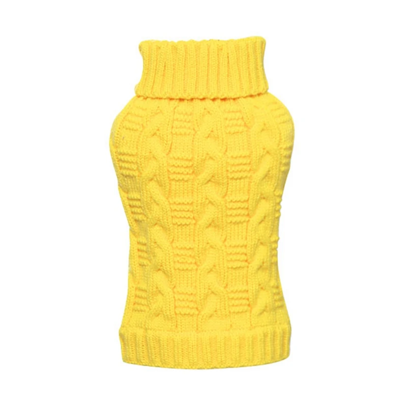 Домашняя собака ручной работы твердый трикотаж свитер одежда осень зима теплый свитер для маленьких средних футболка для собак одежда - Цвет: Цвет: желтый