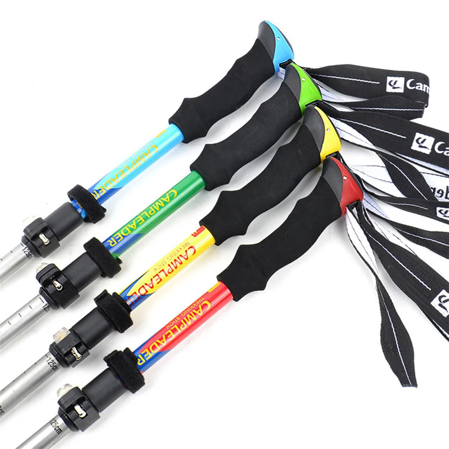 

Outdoor folding trekking pole 5-section durable adjustable shockproof hiking trekking walking stick baston de trekking 35A13