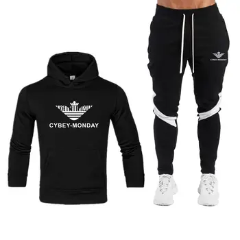

New fashion logo 2020 men's autumn and winter casual men's sweater stitching trousers 2-piece suit fashion sports casual men's