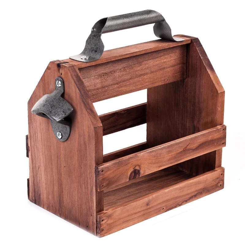 

Bar Tool Stainless Steel Beer Bottle Opener Funny Wooden Wine Baskets Beer Caddy