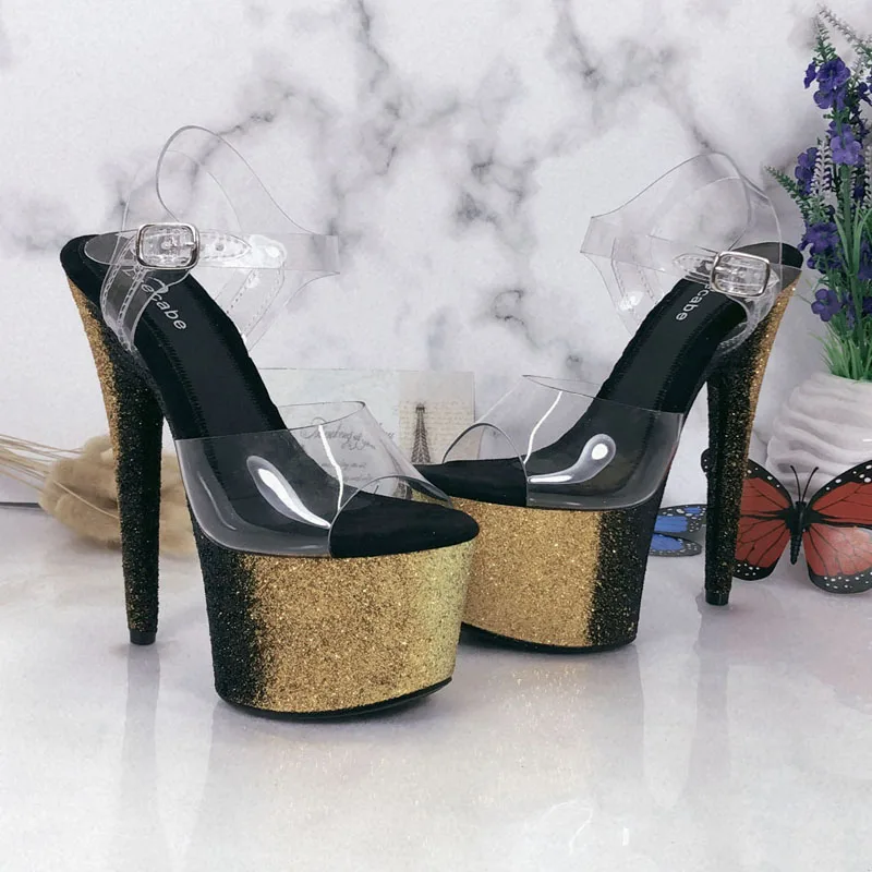 

Leecabe 17CM/7Inch Colorlly Glitter heels Women's Platform Sandals Pole Dancing Shoes High Heels Shoes party pole dance shoe