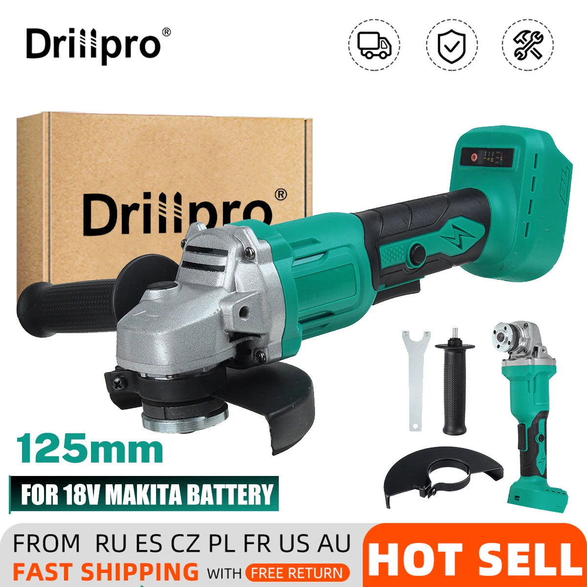 cheap!!!- Drillpro 18V 850W 125mm Brushless Cordless Impact Angle
Grinder DIY Power Tool Cutting Machine Polisher For Makita Battery