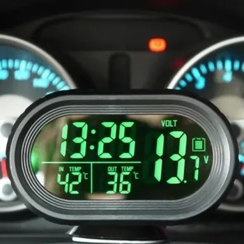 

New Digital Car Clock Thermometer Voltmeter Temperature Monitor Detector LCD Car Luminous Clock Temperature Display Car Interior