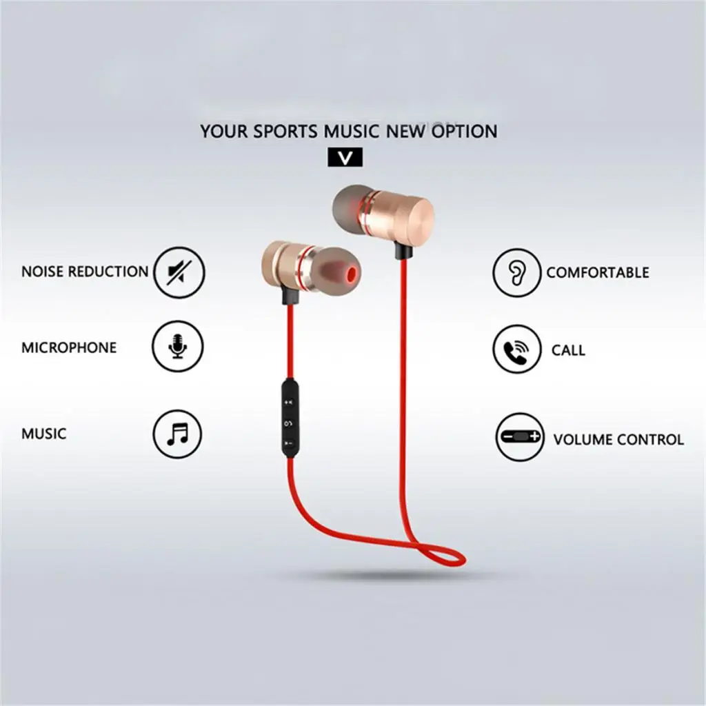Bluetooth Headphones Wireless Sport Earphones Headsets 4.1HiFi Stereo Earbuds Built in Microphones for Workout Running Gym