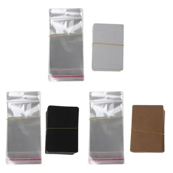 

100Pcs Blank Kraft Paper Jewelry Packaging Card Necklace Earring Paper Display Cards Jewelry Self-Seal Bags