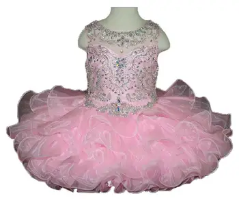 

Sheer Neck Beaded Infant Baby Girls' Miss National Pageant TuTu Cupcake Toddler Mini Children Kids Birthday Festival Dresses