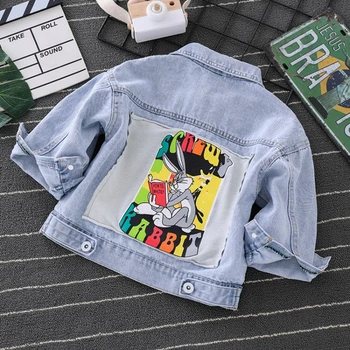 

Children's Denim Jackets Boys Trench Jean Coat Baby Letter Clothing Jacket For Spring Boys Outwear Blue Grey TZ480