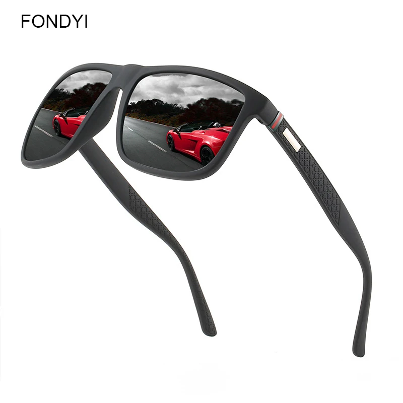 

FONDYI Men Square Sunglasses 2020 Polarized U4000 Shades Sun Glasses Travelling Stylish Gafas de sol Women Mirror with Case