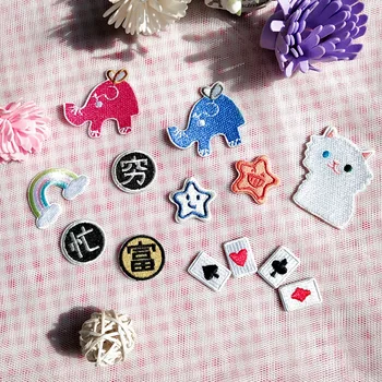 

Self-adhesive Poker Patches for Clothes DIY Stripes Iron on Appliques Elephant Clothing Stickers Rainbow Embroidery Badges
