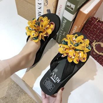 

Rimocy Casual Clip-Toe Beach Flip Flops Woman Black Pink Floral Wedges Slippers Women Summer Lightweight Platform Sandals Mujer