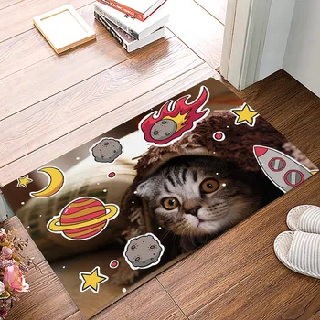 

Cat Animal Illustration Universe Planet Living Room Carpet Non-slip Doormat Home Ecoration Bathroom Floor Mat