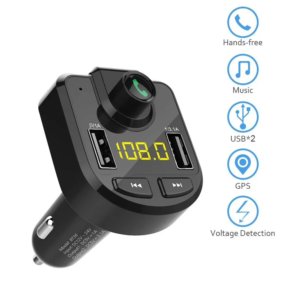 Автомобильное зарядное устройство FM-трансмиттер с поддержкой Bluetooth 5 0 и