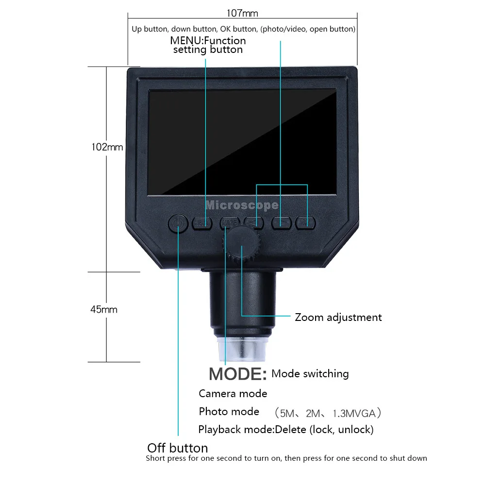 600X Цифровой Микроскоп USB Lcd видео электронный микроскоп камера 4,3 дюймов HD OLED увеличение эндоскопа камера с держателем