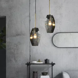 Lustre en cristal tout bronze, petit lustre léger de luxe Post moderne pour chambre à coucher, Bar, Restaurant 